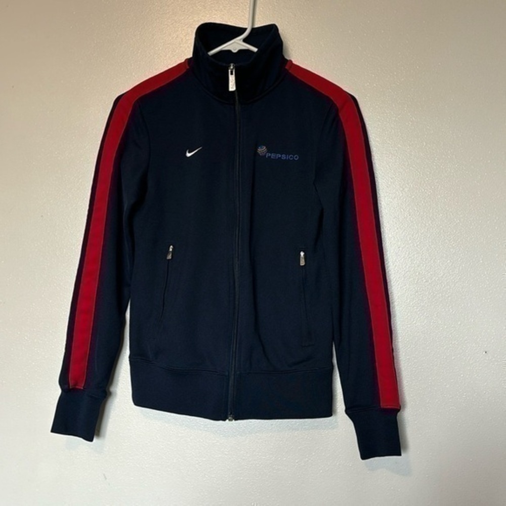 Nike Golf Sport Pepsico full zip up Dri Fit blue red track jacket with pockets S